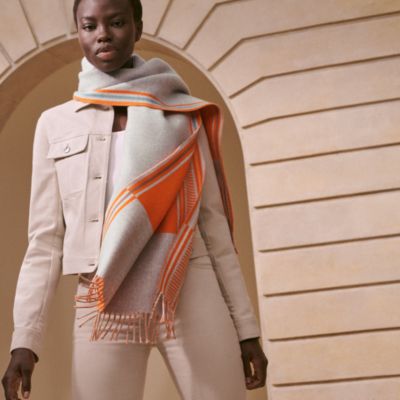 グレー - レディス, スカーフ、ショール＆マフラー, カシミア